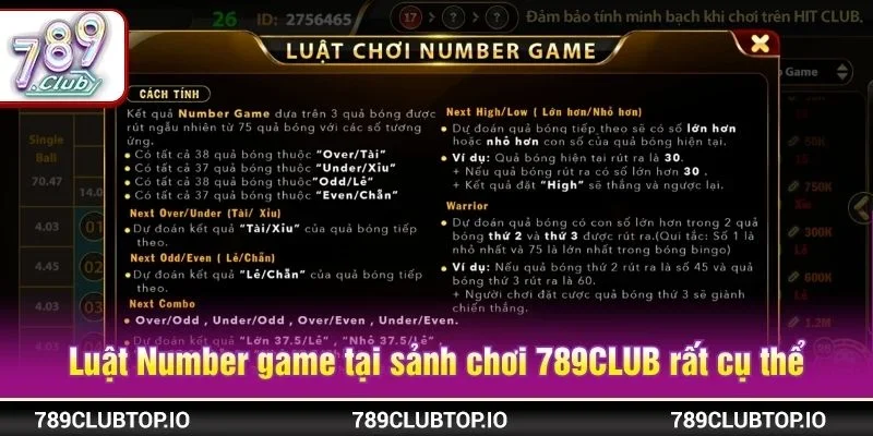 Luật Number game tại sảnh chơi 789CLUB rất cụ thể