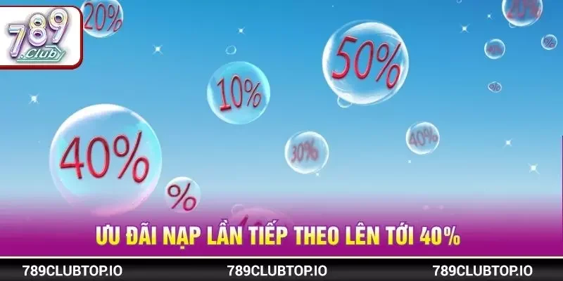 Ưu đãi nạp lần tiếp theo lên tới 40%